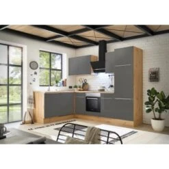 Respekta Küchenzeile Marleen 280 Cm Artisan-Eiche Grau Matt Winkel