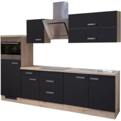 Flex-Well Exclusiv Küchenzeile Lara 270 Cm Anthrazit-San Remo Eiche NB -Küchenblick Verkaufsgeschäft g 270 2224 015 milano frei