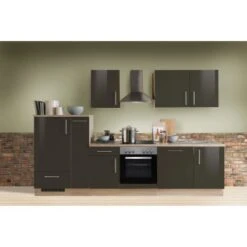 Menke Küchenzeile Premium 310 Cm Lava Hochglanz-Sonoma Eiche Nachbildung