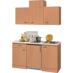 Flex-Well Classic Küchenzeile Nano 150 Cm Buche Nachbildung -Küchenblick Verkaufsgeschäft singlekuechenblock150cm 2 1
